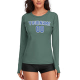 Custom Blue Green Sky Blue Women's Long-Sleeve Shirt
