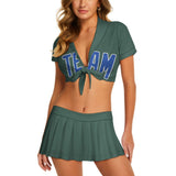 Custom Blue Green Sky Blue Cheerleading Uniform Set