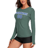 Custom Blue Green Sky Blue Women's Long-Sleeve Shirt