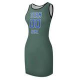Custom Blue Green Sky Blue Sleeveless Vest Dress