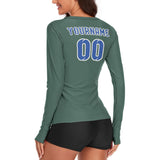 Custom Blue Green Sky Blue Women's Long-Sleeve Shirt