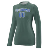 Custom Blue Green Sky Blue Women's Long-Sleeve Shirt
