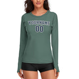 Custom Blue Green Blue Women's Long-Sleeve Shirt