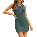 Custom Blue Green Blue Sleeveless Vest Dress