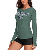 Custom Blue Green Blue Women's Long-Sleeve Shirt