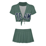 Custom Blue Green Blue Cheerleading Uniform Set