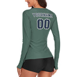 Custom Blue Green Blue Women's Long-Sleeve Shirt