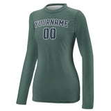 Custom Blue Green Blue Women's Long-Sleeve Shirt