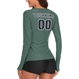 Custom Blue Green Navy Women's Long-Sleeve Shirt