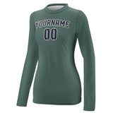Custom Blue Green Navy Women's Long-Sleeve Shirt