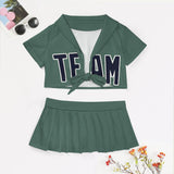 Custom Blue Green Navy Cheerleading Uniform Set
