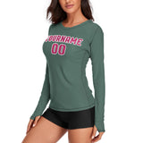 Custom Blue Green Pink Women's Long-Sleeve Shirt