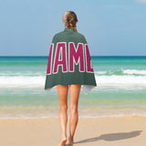 Custom Blue Green Pink Beach Towel