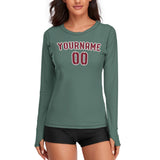Custom Blue Green Crimson Red Women's Long-Sleeve Shirt