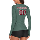Custom Blue Green Crimson Red Women's Long-Sleeve Shirt