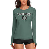 Custom Blue Green Black Women's Long-Sleeve Shirt