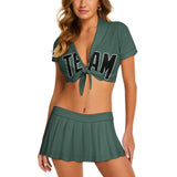 Custom Blue Green Black Cheerleading Uniform Set