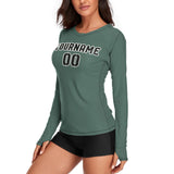Custom Blue Green Black Women's Long-Sleeve Shirt
