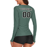 Custom Blue Green Black Women's Long-Sleeve Shirt