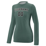 Custom Blue Green Black Women's Long-Sleeve Shirt