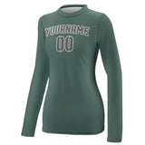 Custom Blue Green Dark Grey Women's Long-Sleeve Shirt