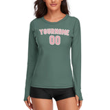 Custom Blue Green Light Pink Women's Long-Sleeve Shirt