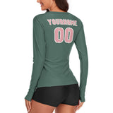 Custom Blue Green Light Pink Women's Long-Sleeve Shirt