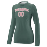 Custom Blue Green Light Pink Women's Long-Sleeve Shirt