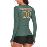 Custom Blue Green Khaki Women's Long-Sleeve Shirt