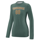 Custom Blue Green Khaki Women's Long-Sleeve Shirt