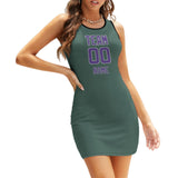 Custom Blue Green Light Purple Sleeveless Vest Dress