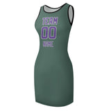 Custom Blue Green Light Purple Sleeveless Vest Dress