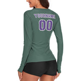 Custom Blue Green Light Purple Women's Long-Sleeve Shirt