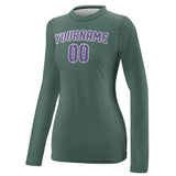 Custom Blue Green Light Purple Women's Long-Sleeve Shirt