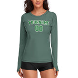 Custom Blue Green Emerald Green Women's Long-Sleeve Shirt