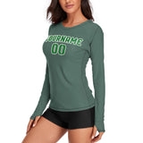 Custom Blue Green Emerald Green Women's Long-Sleeve Shirt