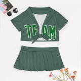 Custom Blue Green Emerald Green Cheerleading Uniform Set
