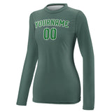 Custom Blue Green Emerald Green Women's Long-Sleeve Shirt
