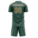 Custom Blue Green Light Khaki Soccer Jersey