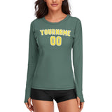 Custom Blue Green Light Yellow Women's Long-Sleeve Shirt