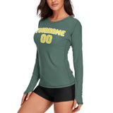 Custom Blue Green Light Yellow Women's Long-Sleeve Shirt