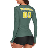 Custom Blue Green Light Yellow Women's Long-Sleeve Shirt