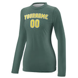 Custom Blue Green Light Yellow Women's Long-Sleeve Shirt