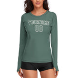 Custom Blue Green Blue Green Women's Long-Sleeve Shirt