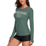 Custom Blue Green Blue Green Women's Long-Sleeve Shirt