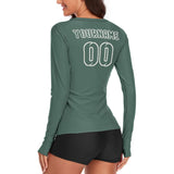 Custom Blue Green Blue Green Women's Long-Sleeve Shirt