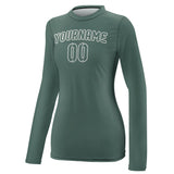 Custom Blue Green Blue Green Women's Long-Sleeve Shirt