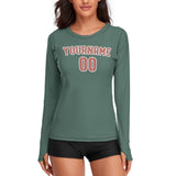 Custom Blue Green Copper Rose Women's Long-Sleeve Shirt