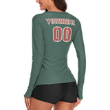 Custom Blue Green Copper Rose Women's Long-Sleeve Shirt