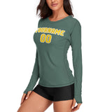 Custom Blue Green Gold Women's Long-Sleeve Shirt